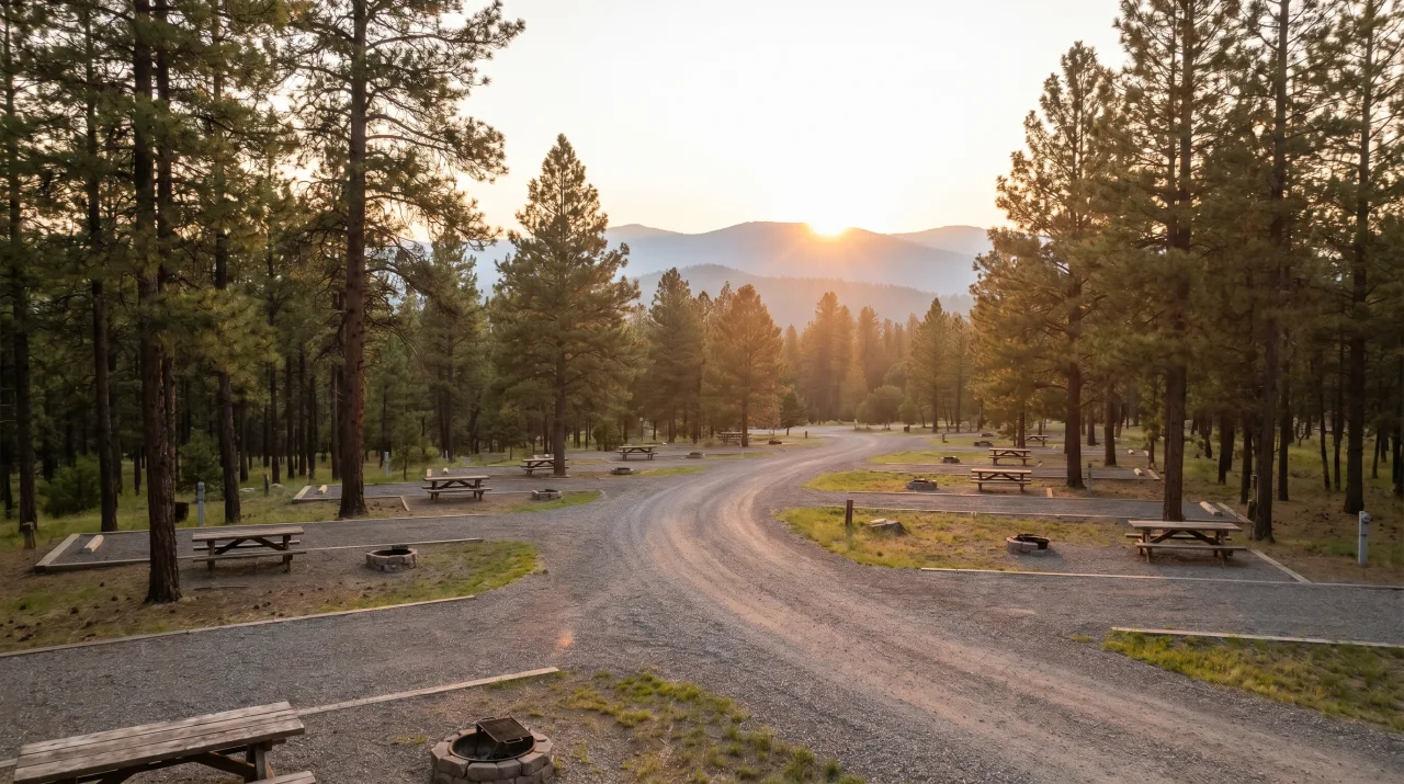 Tree-lined campground loop with marked pull-in sites — PickRV editorial