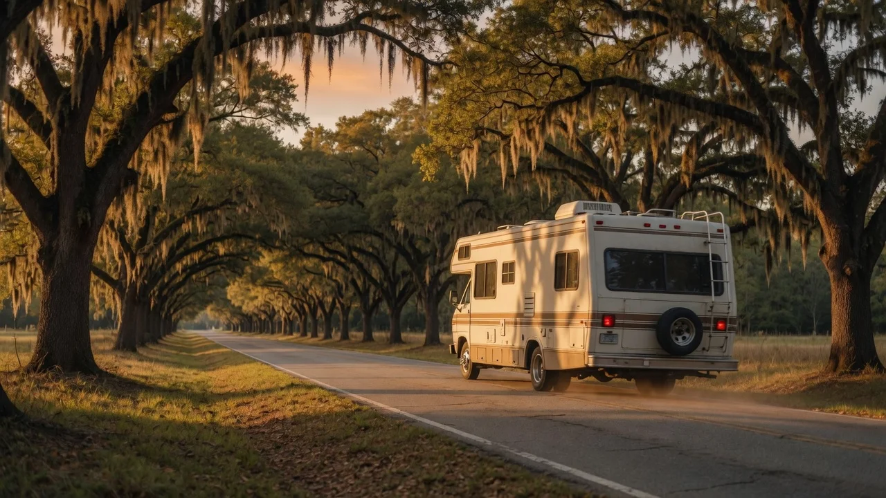 RV on the open road in Georgia