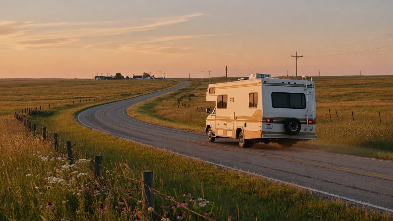 RV on the open road in Illinois