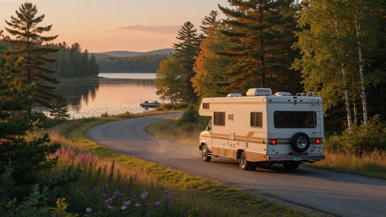 RV on the open road in Minnesota