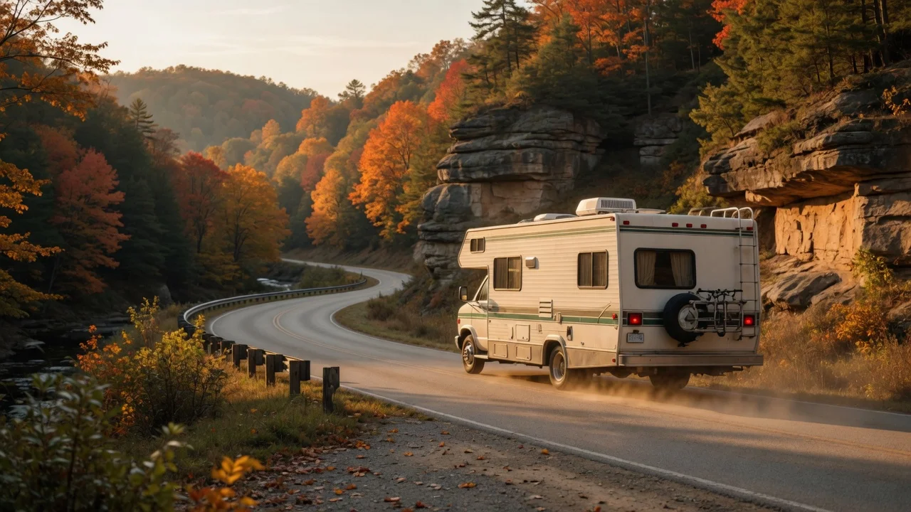 RV on the open road in Ohio