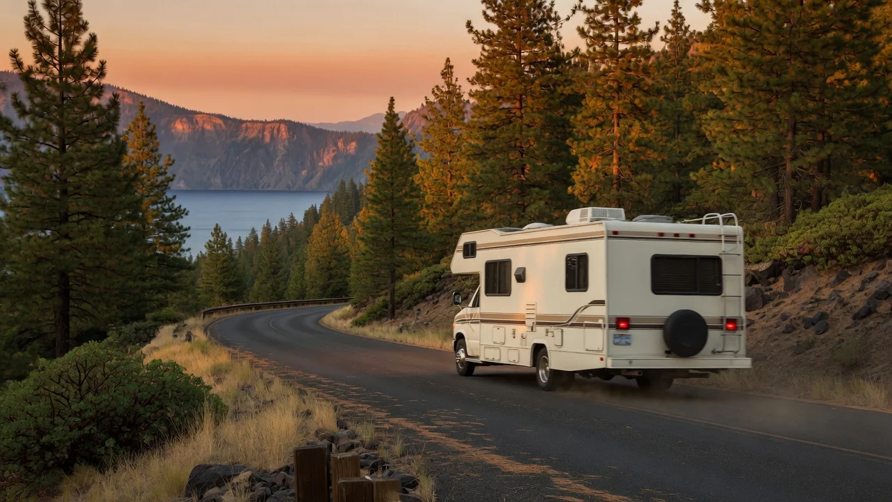 RV on the open road in Oregon