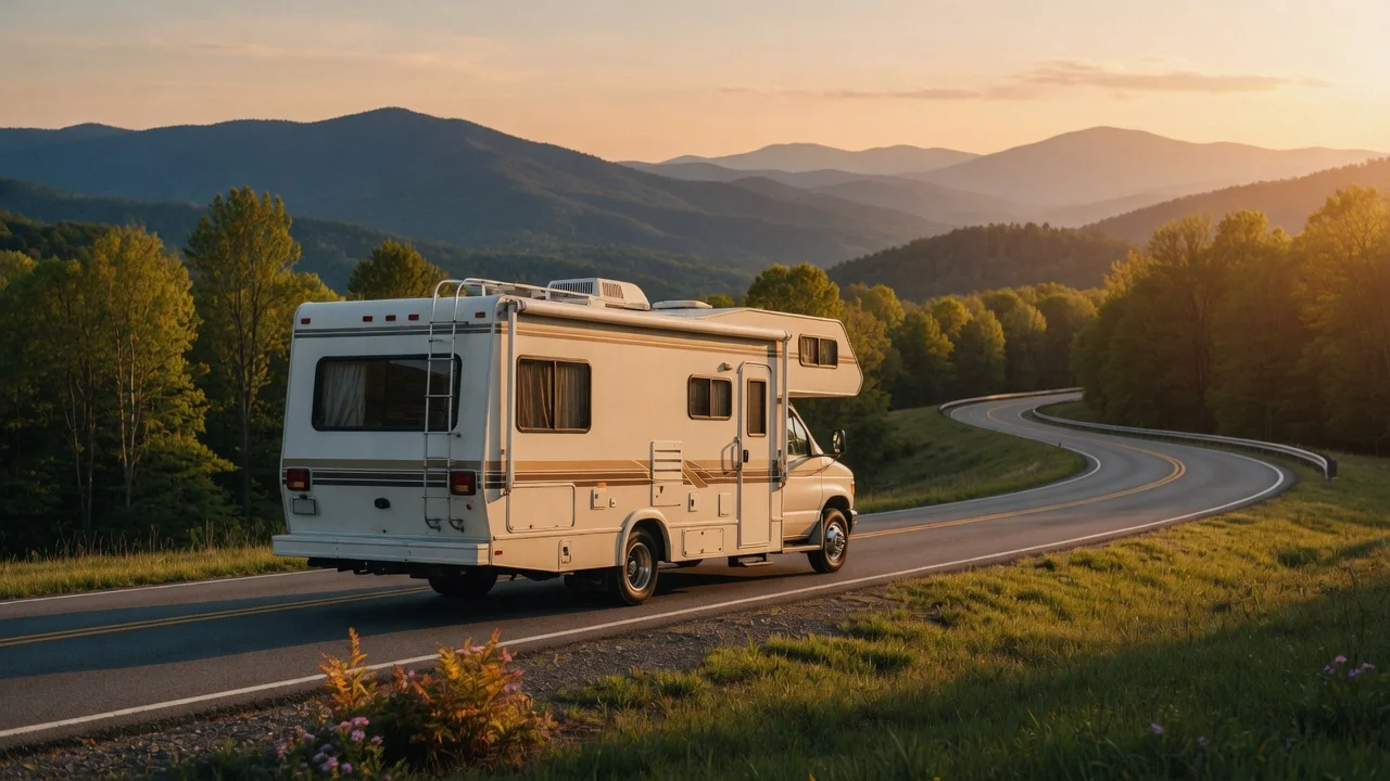 RV on the open road in Virginia
