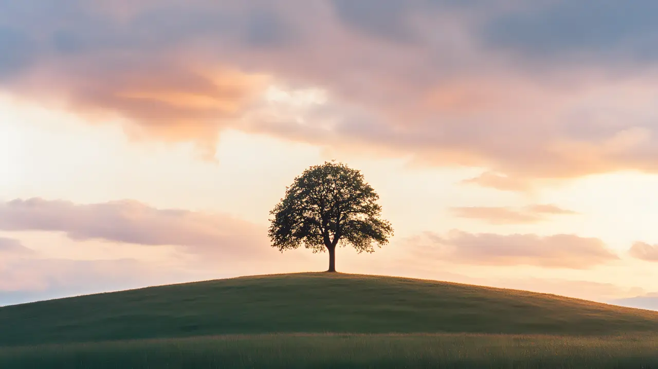Single tree in silhouette on an open prairie horizon — PickRV editorial