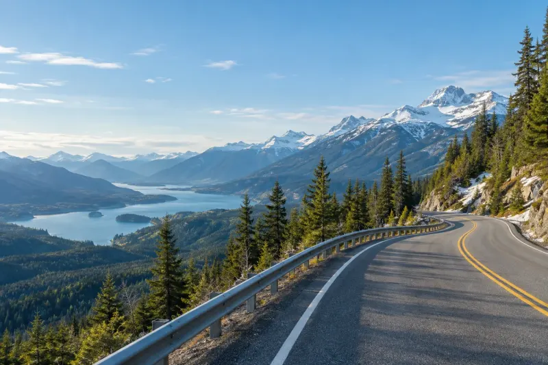 A winding mountain pass road