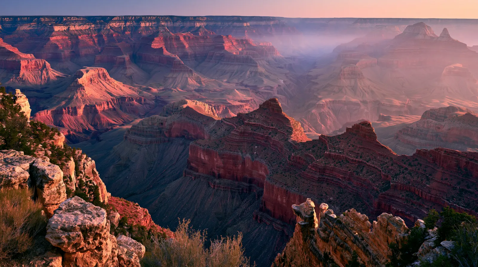 Layered canyon walls seen from the South Rim of the Grand Canyon, Arizona
