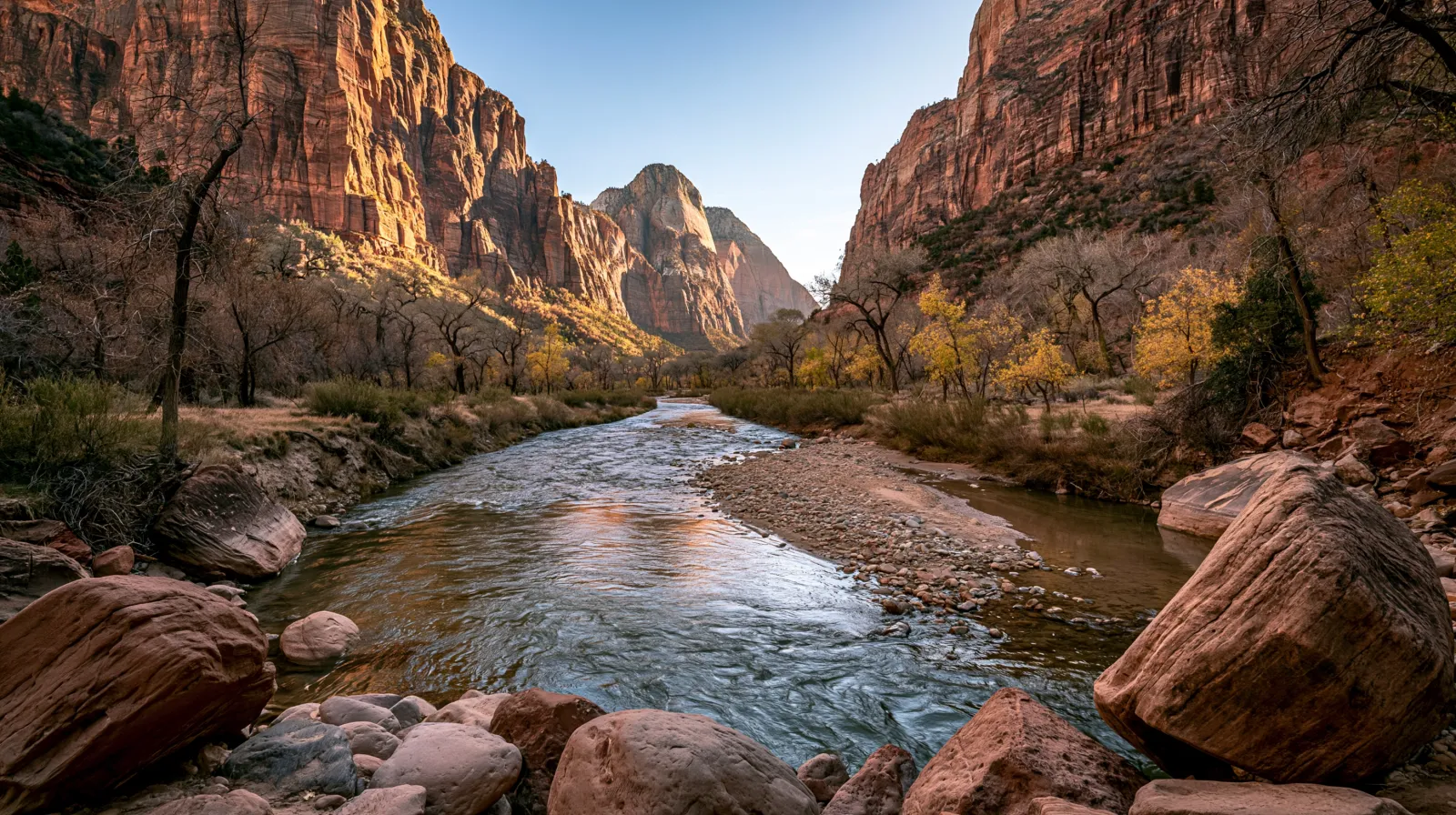 Sandstone walls of Zion Canyon, Zion National Park, Utah