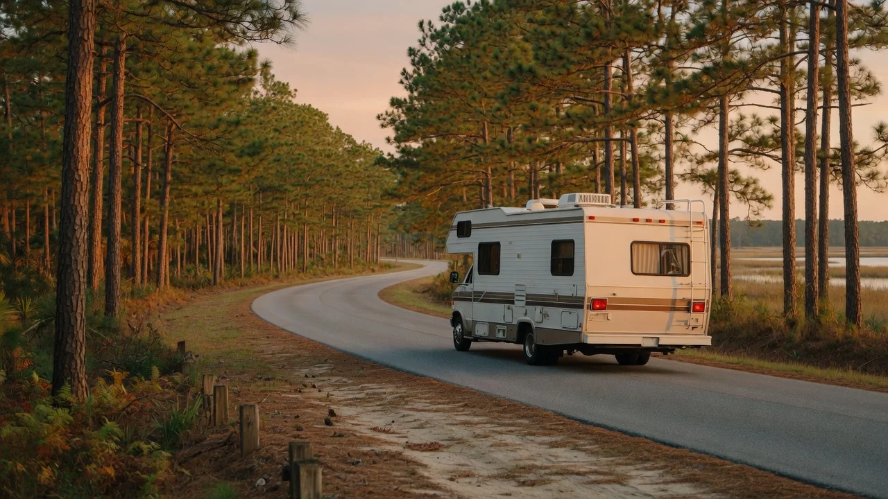 RV on the open road in Alabama