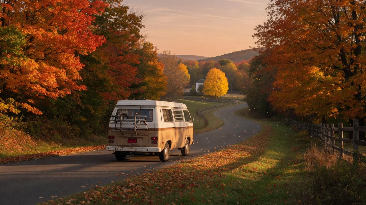RV on the open road in Connecticut