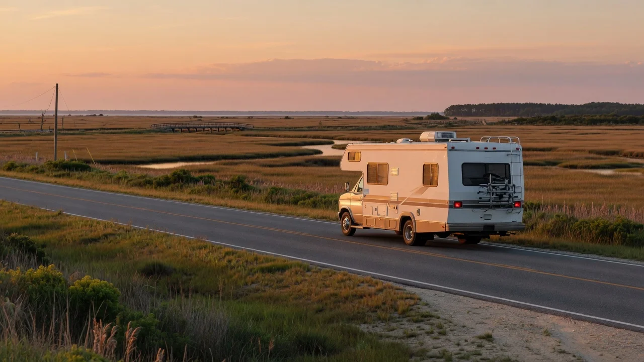 RV on the open road in Delaware
