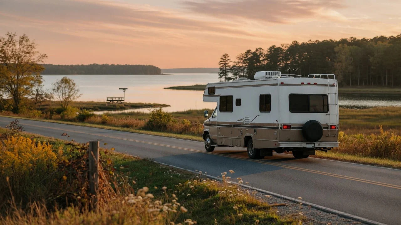 RV on the open road in Maryland