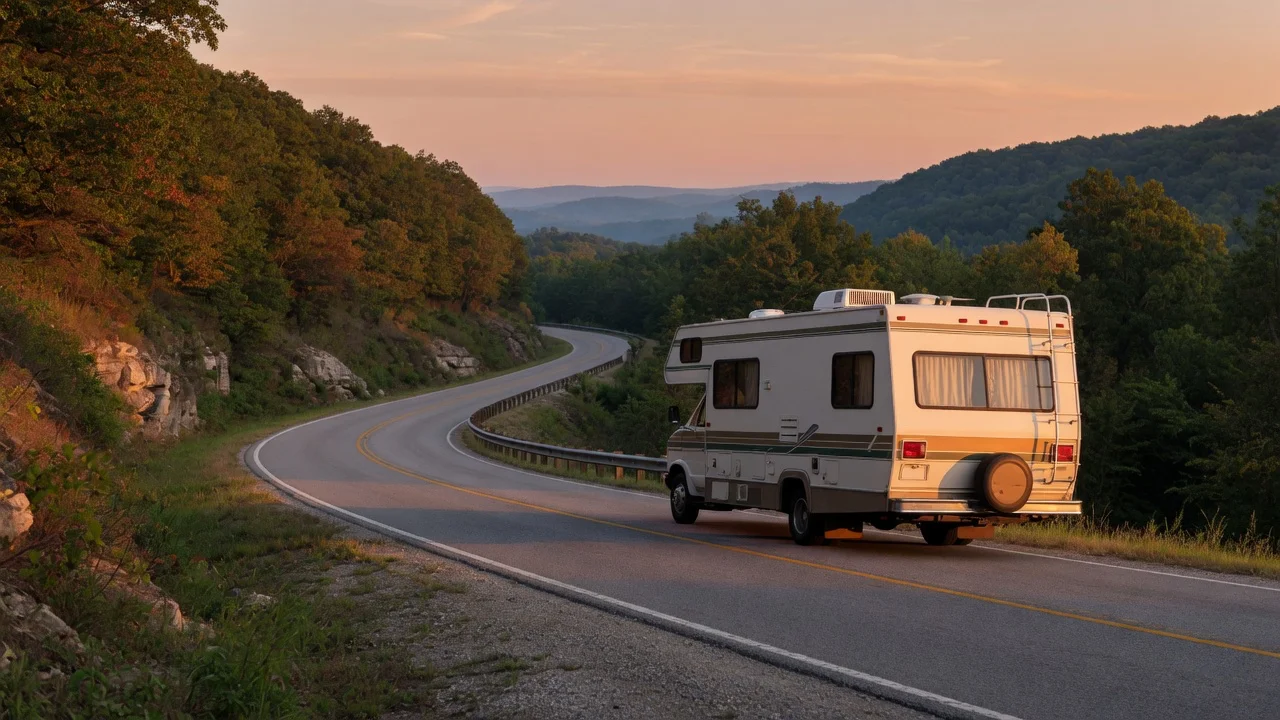 RV on the open road in Missouri