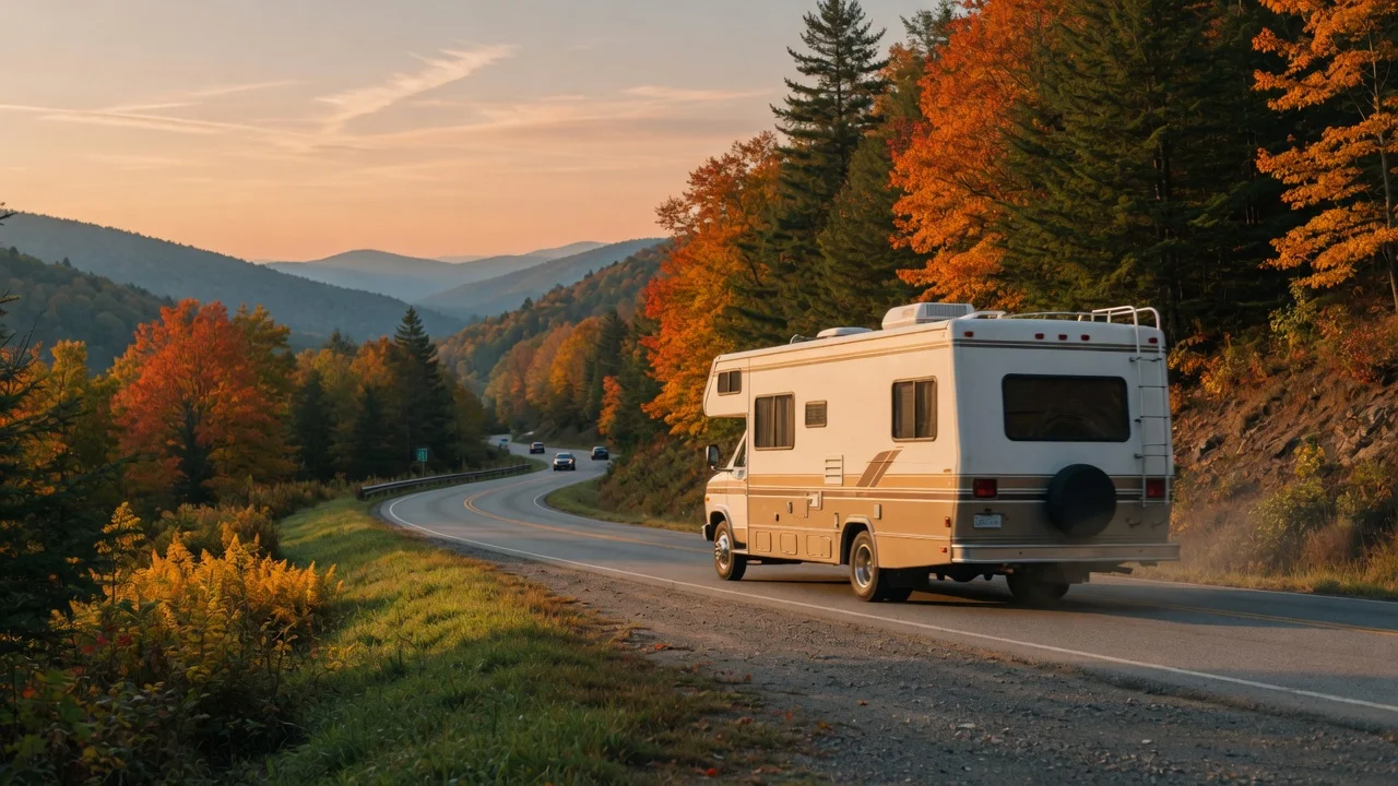 RV on the open road in North Carolina
