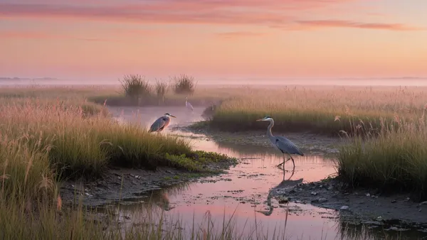 Open Gulf Coast marsh grass and still water, Louisiana