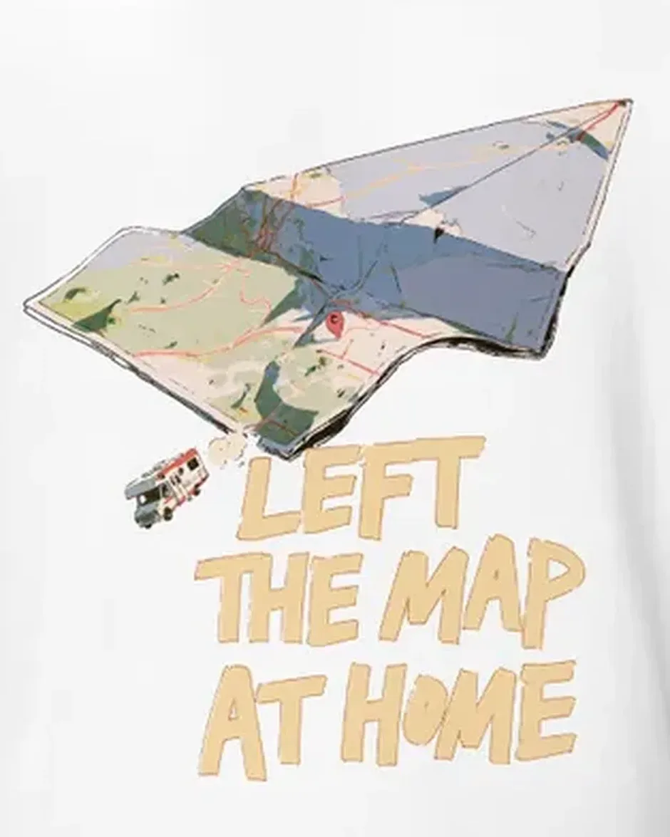 Left the Map at Home Tee — Retro Road Trip RV Travel — original travel-poster art print for a PickRV unisex cotton t-shirt