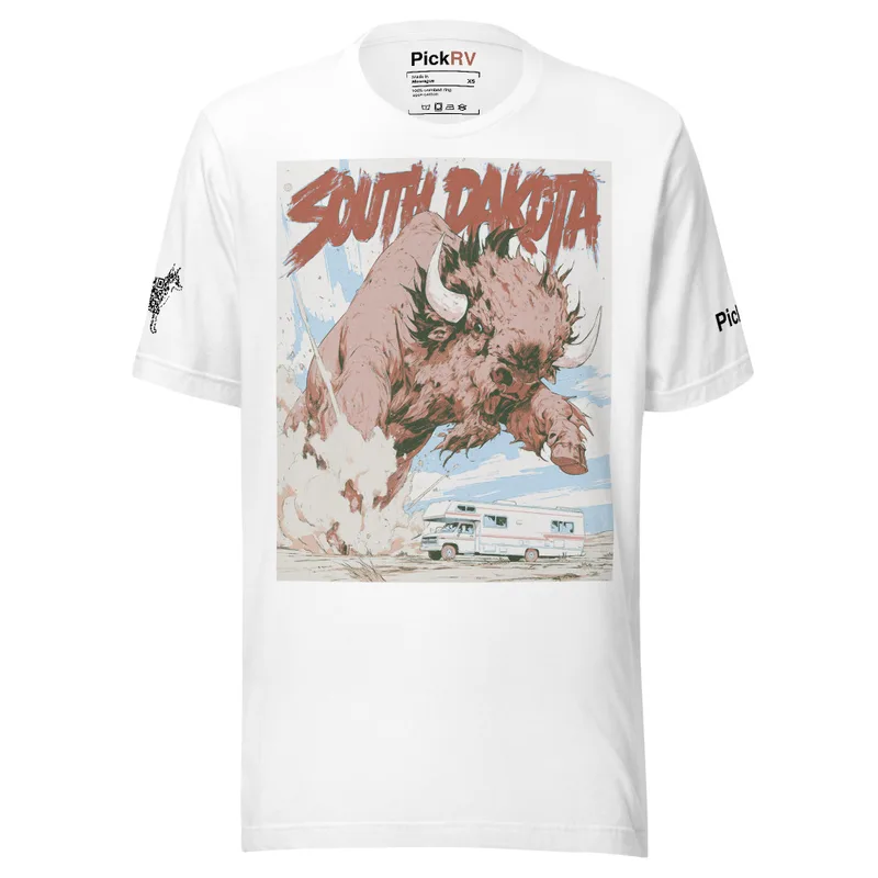 South Dakota Buffalo Tee — Vintage Travel Art — original PickRV unisex cotton t-shirt, printed on demand