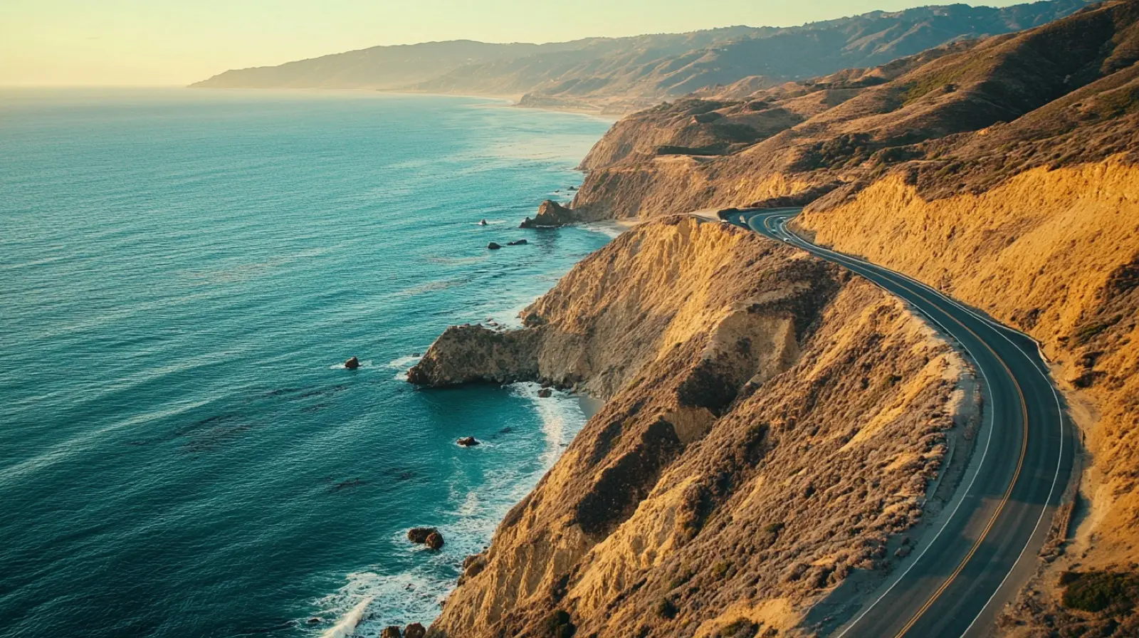 Pacific Coast Highway cliffs and ocean along Big Sur, California