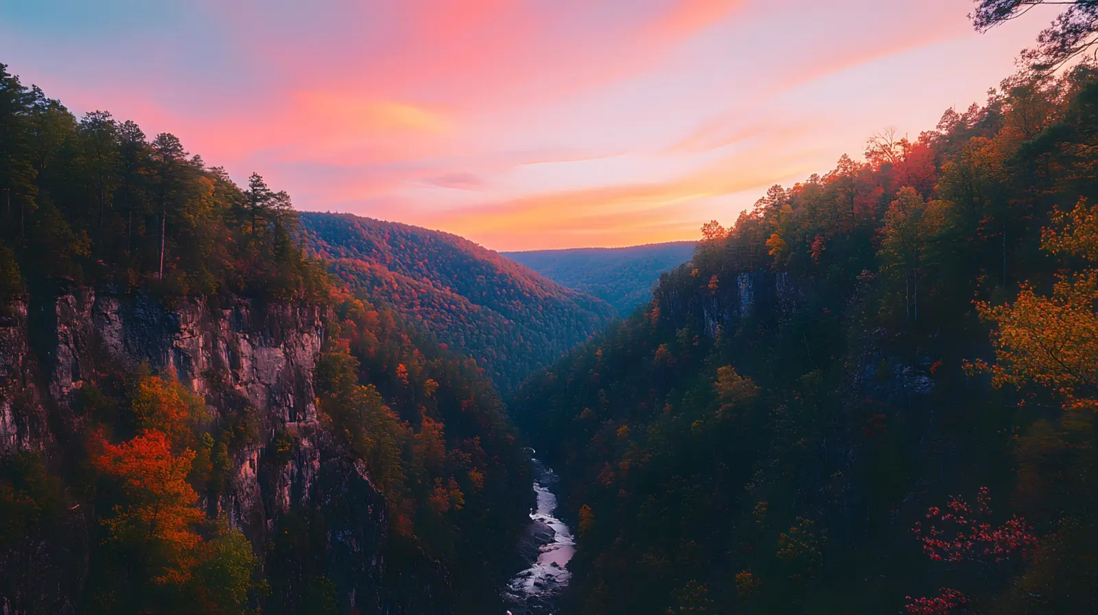 The deep walls of Tallulah Gorge in north Georgia