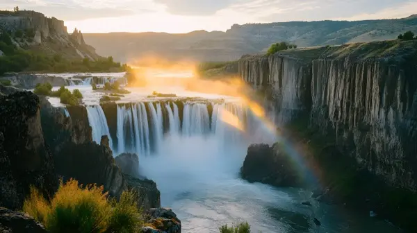 Shoshone Falls in southern Idaho at golden hour dramatic wate