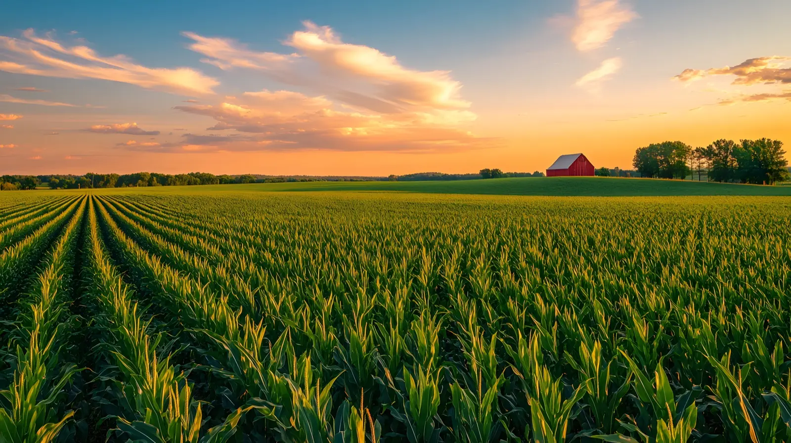 Illinois corn rows running to the horizon