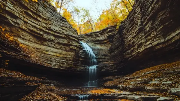 Starved Rock State Park canyon in Illinois autumn dramatic