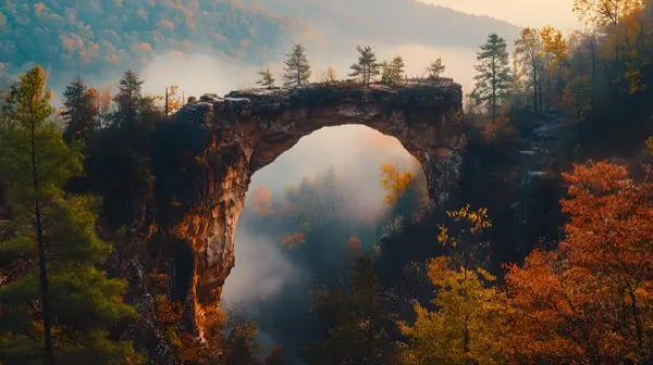 Red River Gorge in Kentucky at sunrise dramatic natural sands