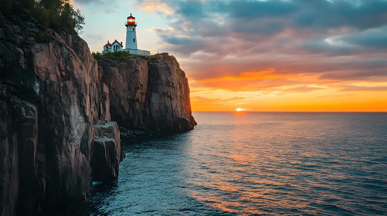 Split Rock Lighthouse on its cliff above Lake Superior, Minnesota