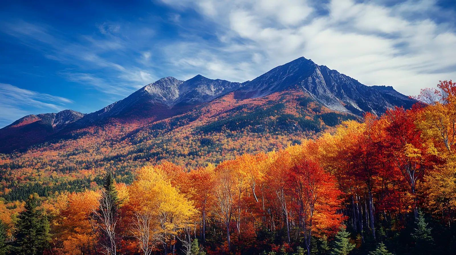 White Mountains in peak autumn color, New Hampshire