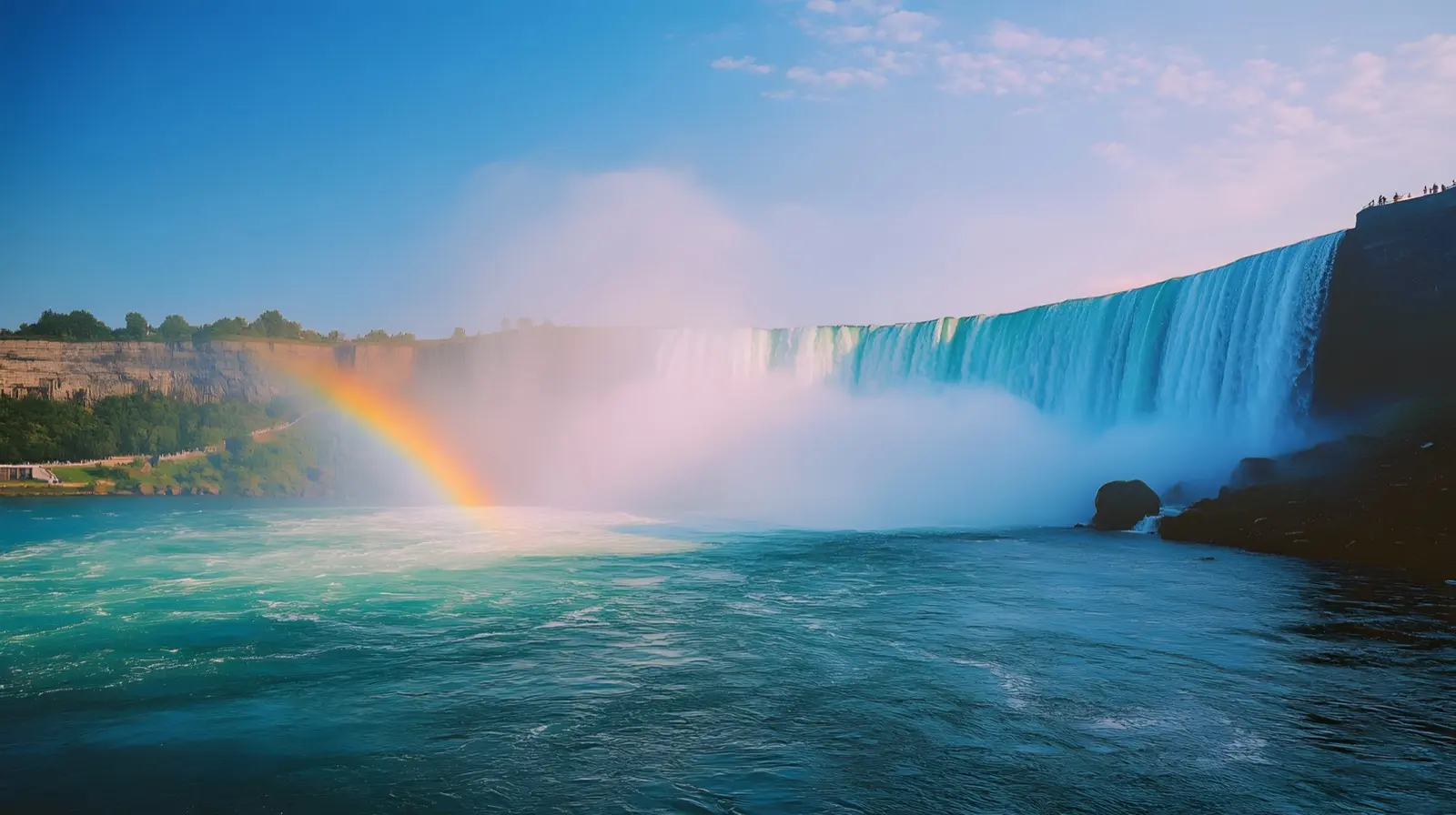 Niagara Falls New York side at golden hour massive cascading