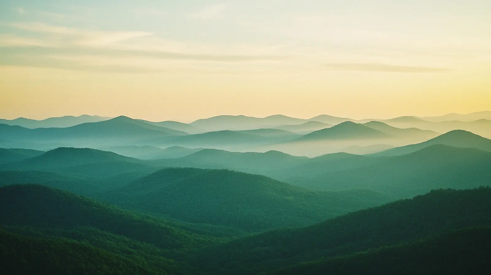 Sweeping view of Blue Ridge Mountains layered into the distan