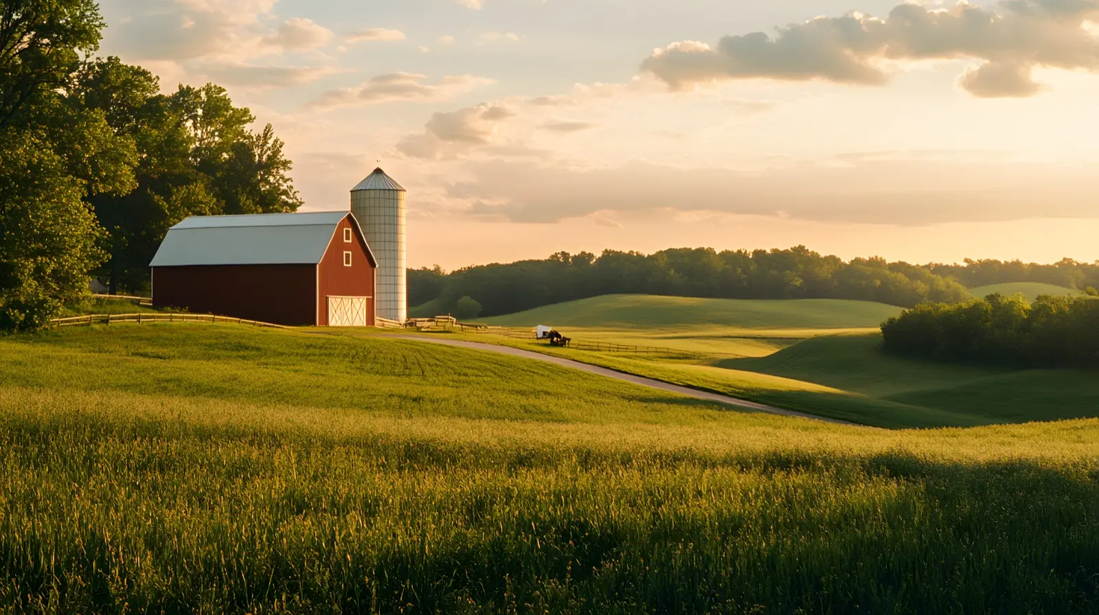 Red barn on Amish country farmland, Ohio