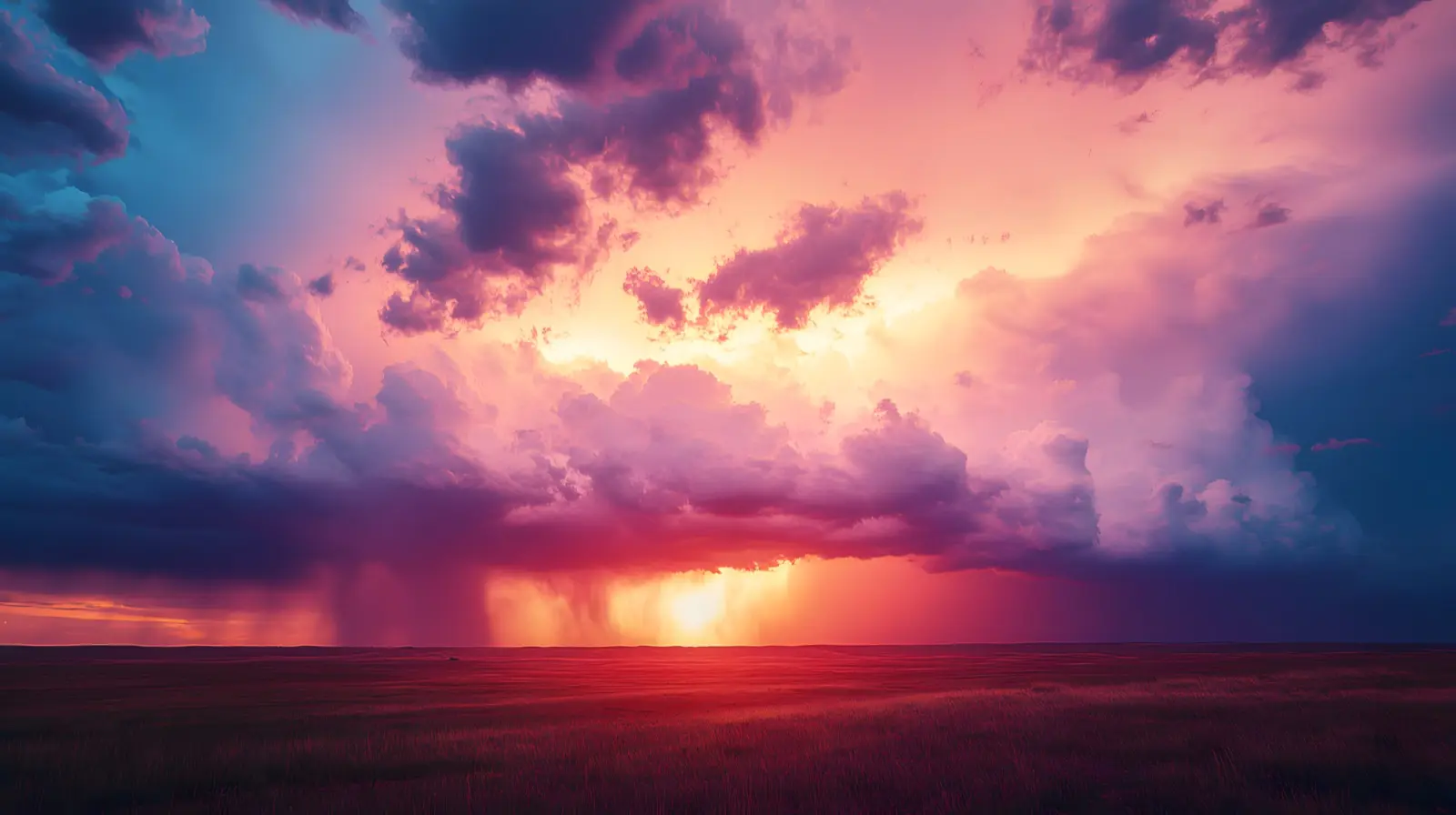 Dramatic Oklahoma thunderstorm sky at sunset massive supercel