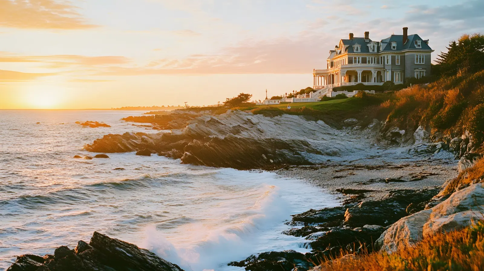 Atlantic surf along the Newport coastline, Rhode Island