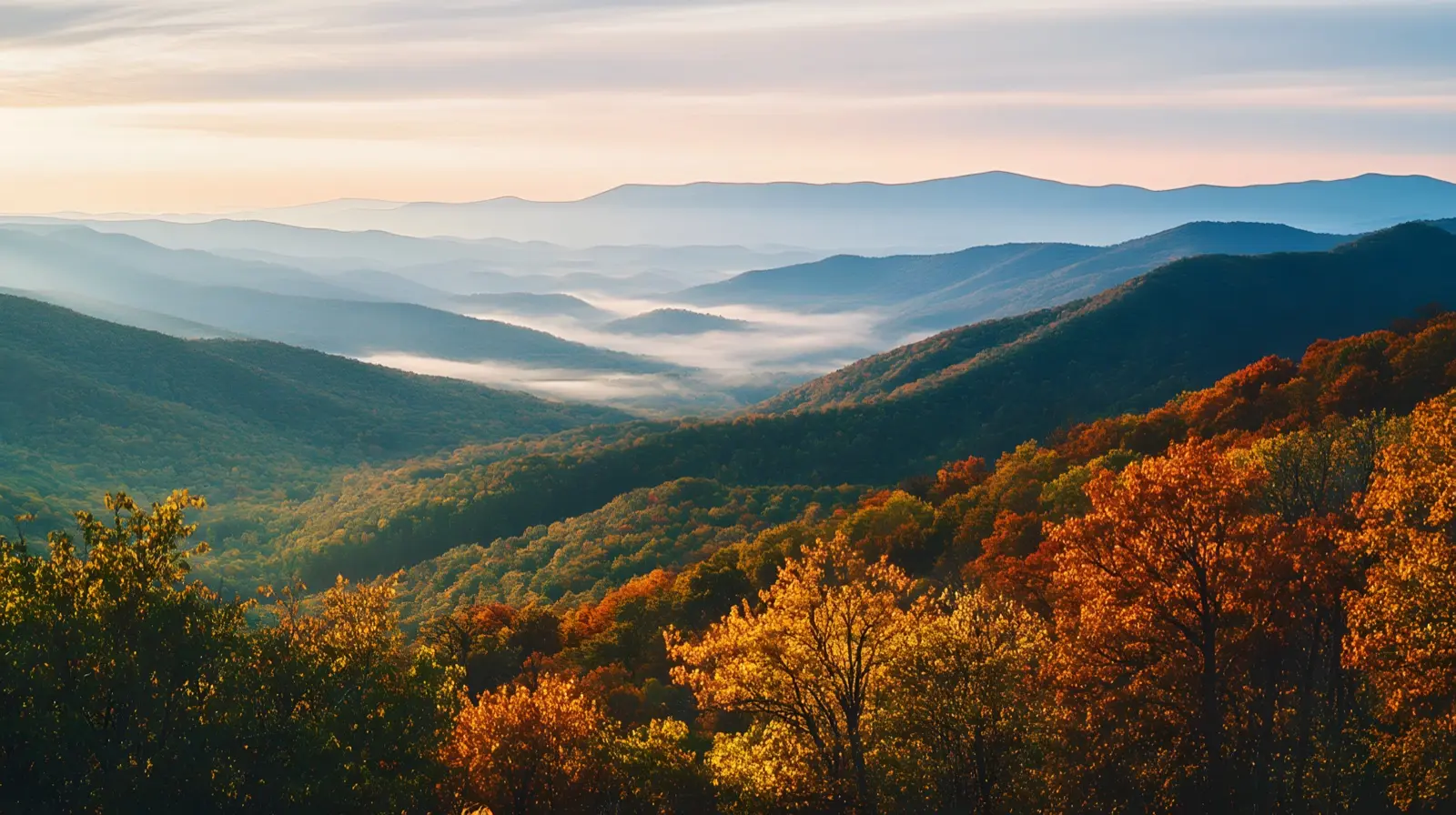 Sunrise over Shenandoah National Park from Skyline Drive, Virginia