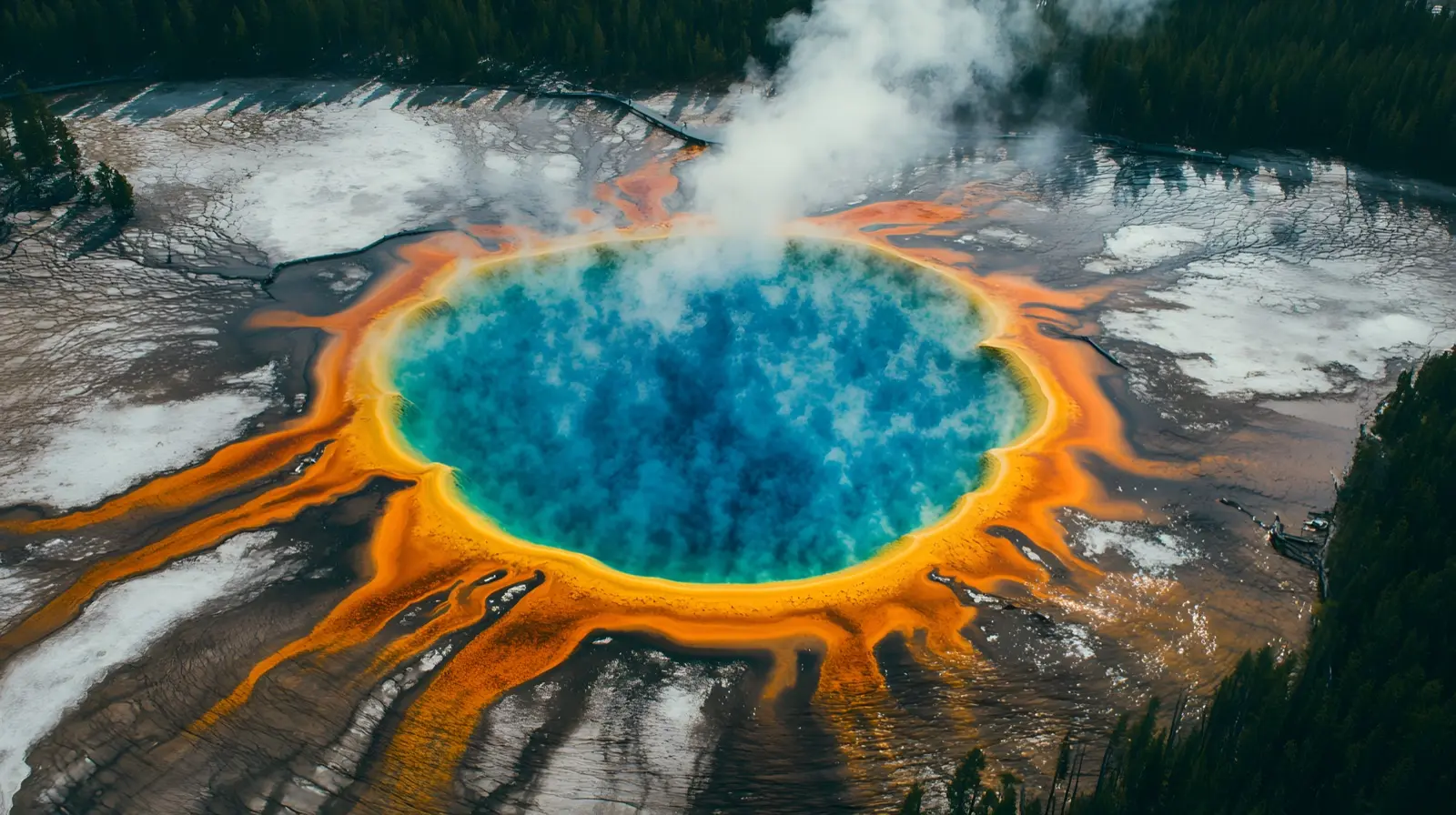 The turquoise and orange rings of Grand Prismatic Spring, Yellowstone